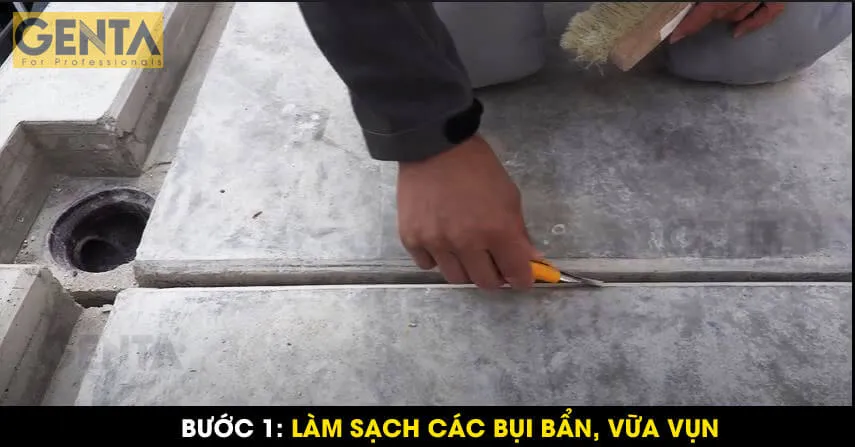 làm sạch bề mặt khe co giãn