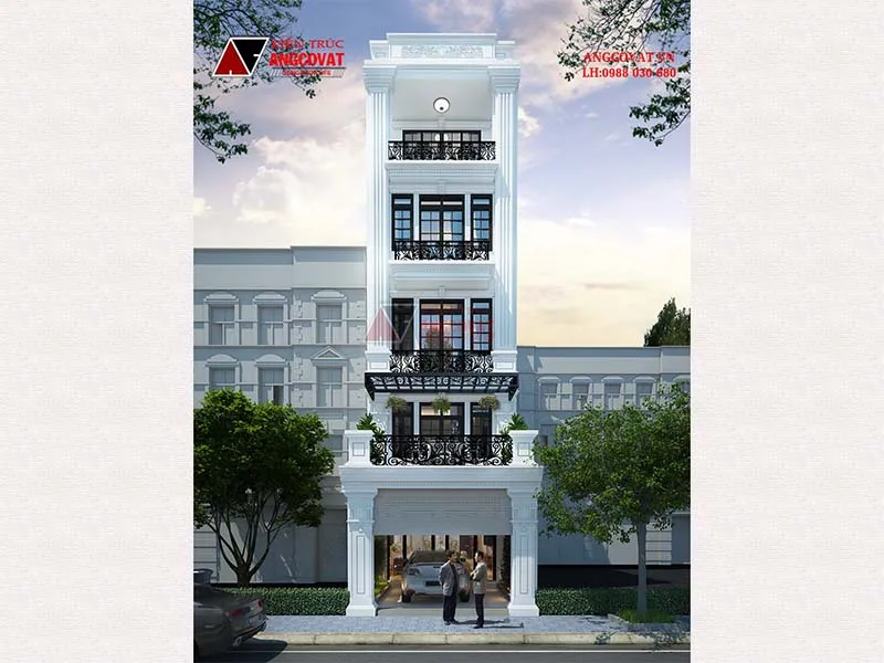Phối cảnh nhà phố 5 tầng tân cổ điển mặt tiền 5m