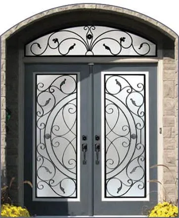 Song cửa sổ sắt rèn với đường nét mềm mại