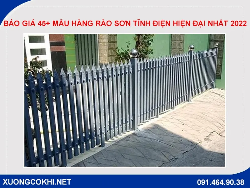 Hàng rào sắt hộp mẫu sang trọng sơn tĩnh điện