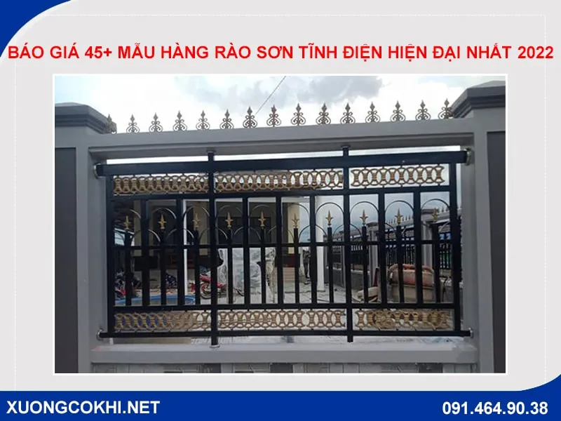 Hàng rào sắt hộp CNC hoa văn sơn tĩnh điện đẹp