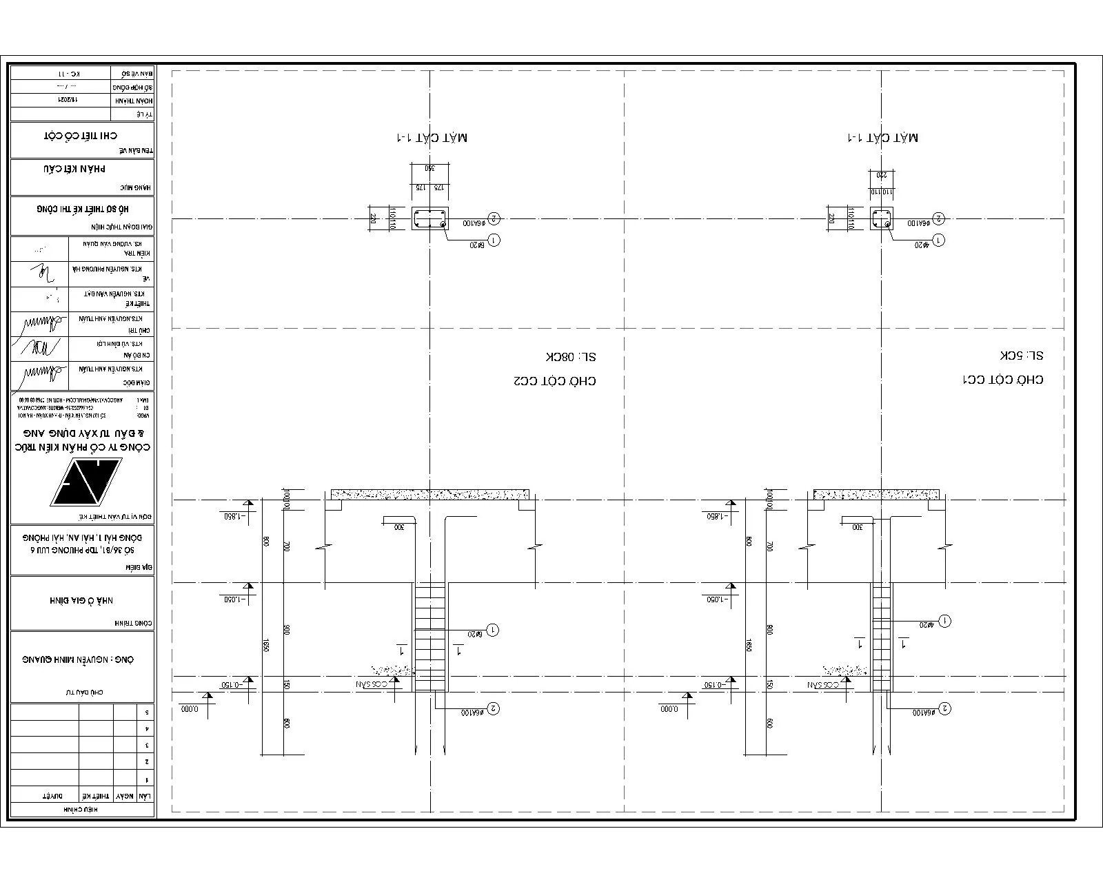 Chi tiết cốt thép cột