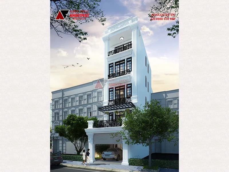 Thiết kế kiến trúc nhà phố 5 tầng kết hợp kinh doanh