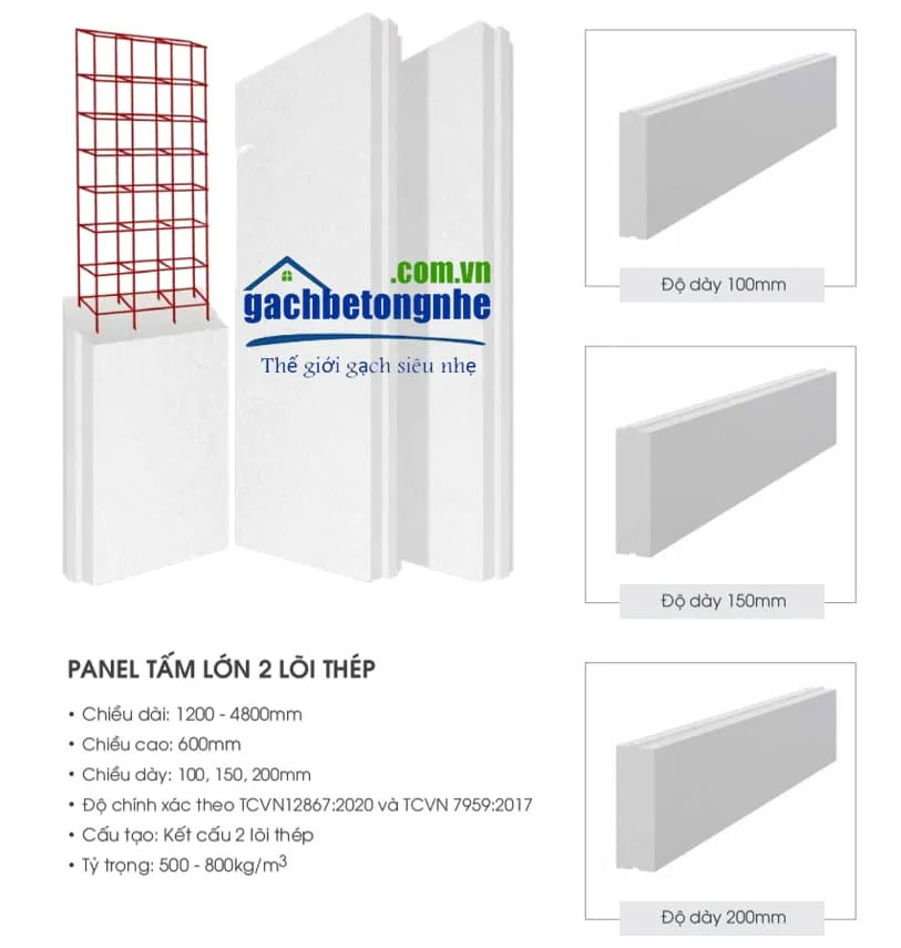 Tấm bê tông nhẹ có 2 lớp thép chịu lực của Viglacera, đảm bảo độ bền cao và an toàn trong thi công