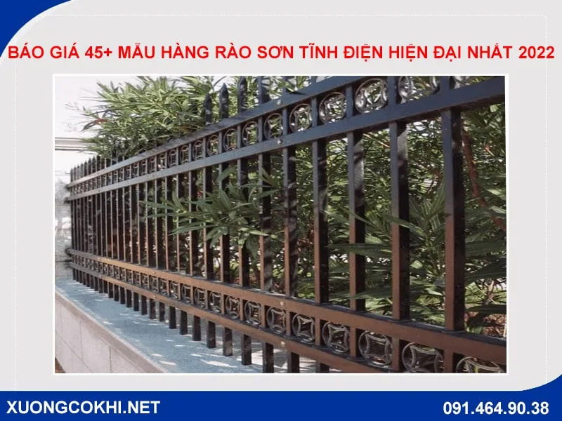 Hàng rào sắt hộp chữ nhật đơn giản sơn tĩnh điện