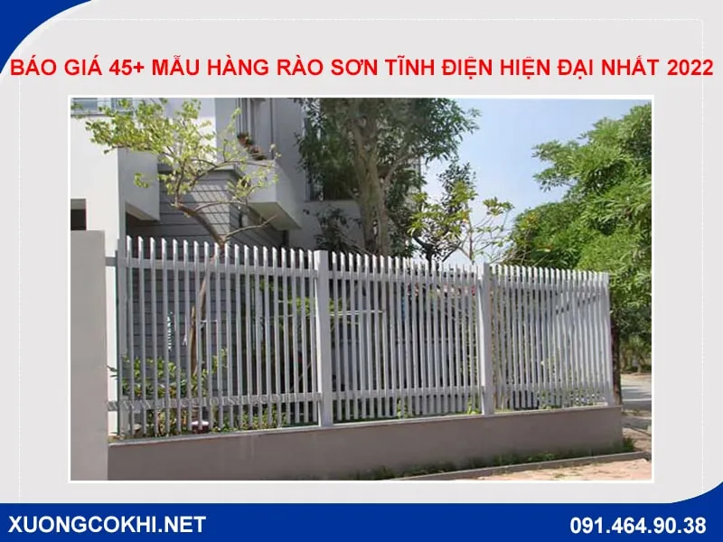 Hàng rào sắt hộp mẫu hiện đại sơn tĩnh điện đen nhám