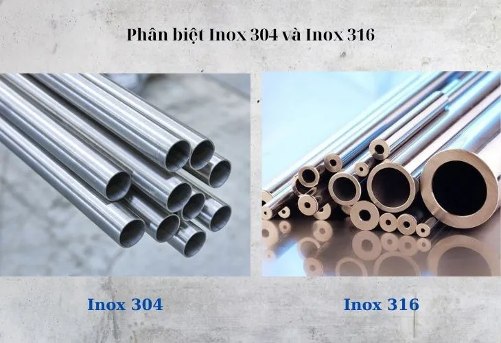 Khi cần xác định chính xác loại 2 loại inox 304 và 316 chỉ cần dựa vào thành phần chính của mỗi loại
