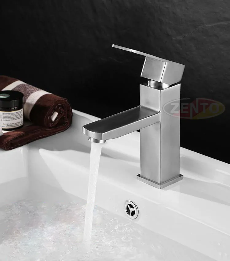 Vòi lavabo nóng lạnh SUS3324-EC với thiết kế hiện đại, bề mặt xước sang trọng