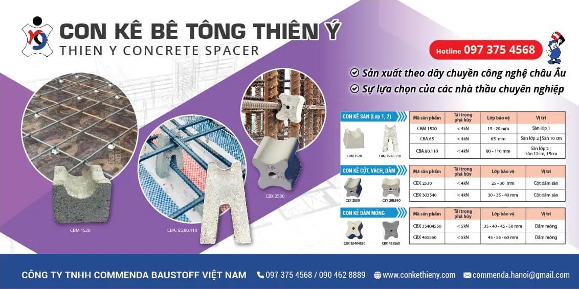 Con kê bê tông lớp 2 đảm bảo khoảng cách giữa hai lớp thép