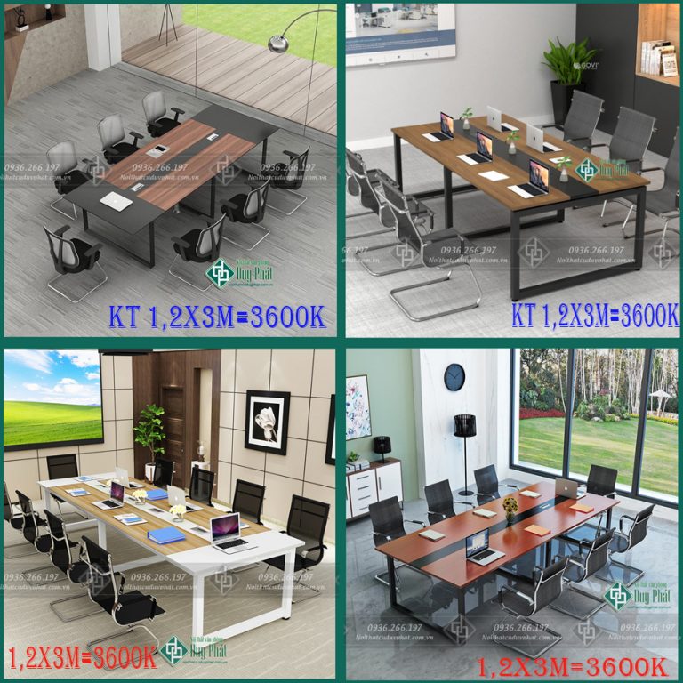 Đa dạng mẫu bàn họp chân sắt với mặt bàn khác nhau