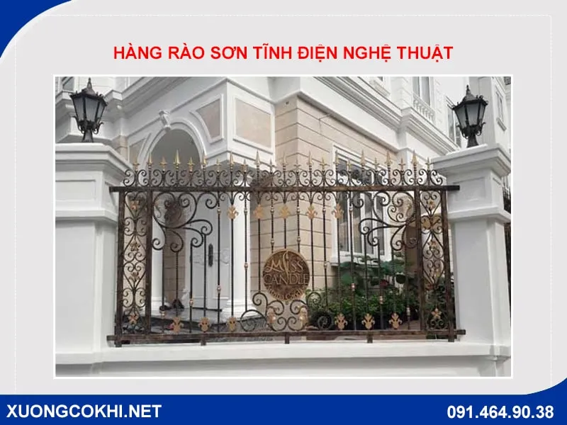 Hàng rào sắt hộp chữ nhật kết hợp lưới B40 sơn tĩnh điện