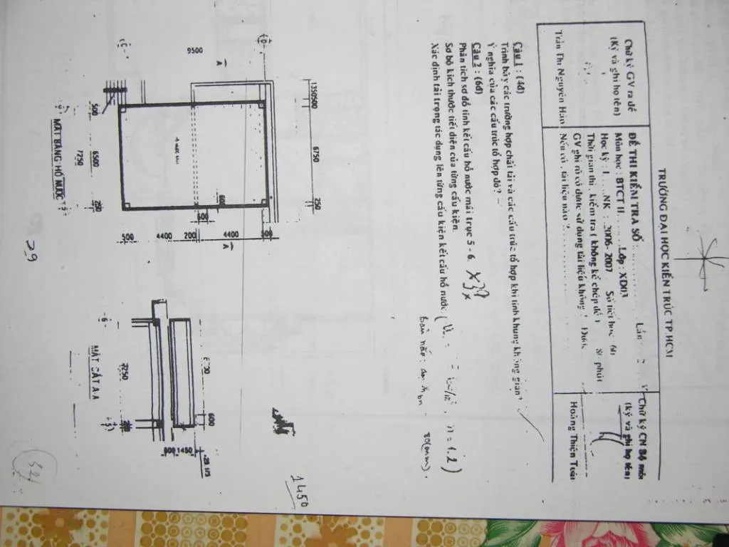 Đề thi kết cấu BTCT