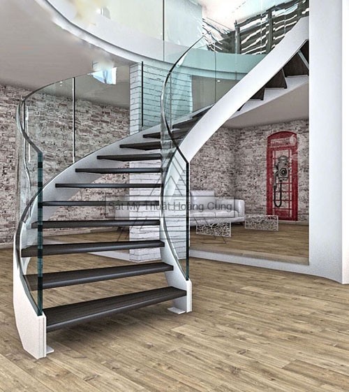Cầu Thang Xương Cá Lan Can Kính: Mẫu Thiết Kế Ấn Tượng Cho Không Gian Hiện Đại