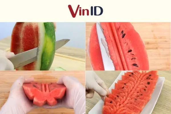 Tạo hình dưa hấu thành hình con bướm vô cùng lạ mắt
