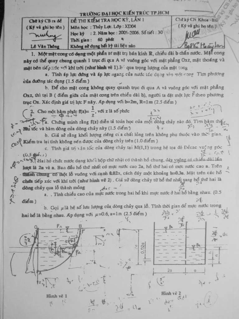 Đề thi thủy lực công trình