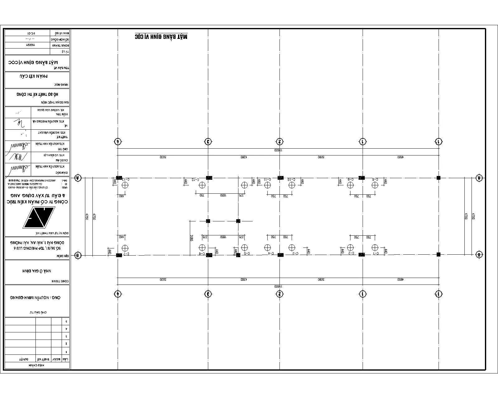 Mặt bằng cọc khoan nhồi nhà 5 tầng
