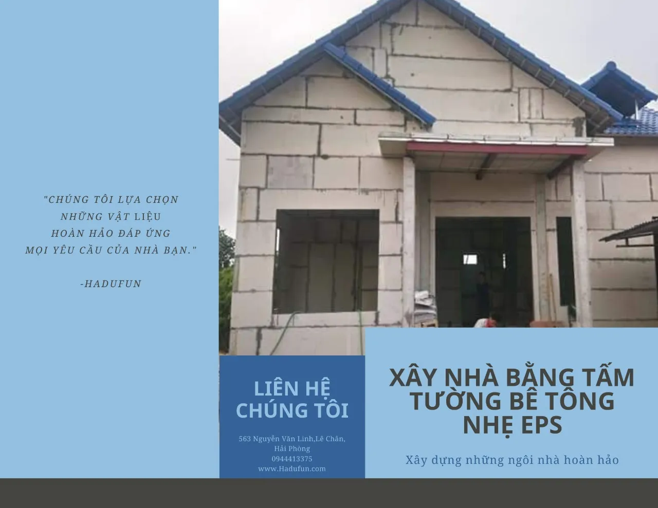 Công ty cổ phần Hadufun cung cấp thi công nhà bằng tấm bê tông nhẹ EPS tại Hải Phòng