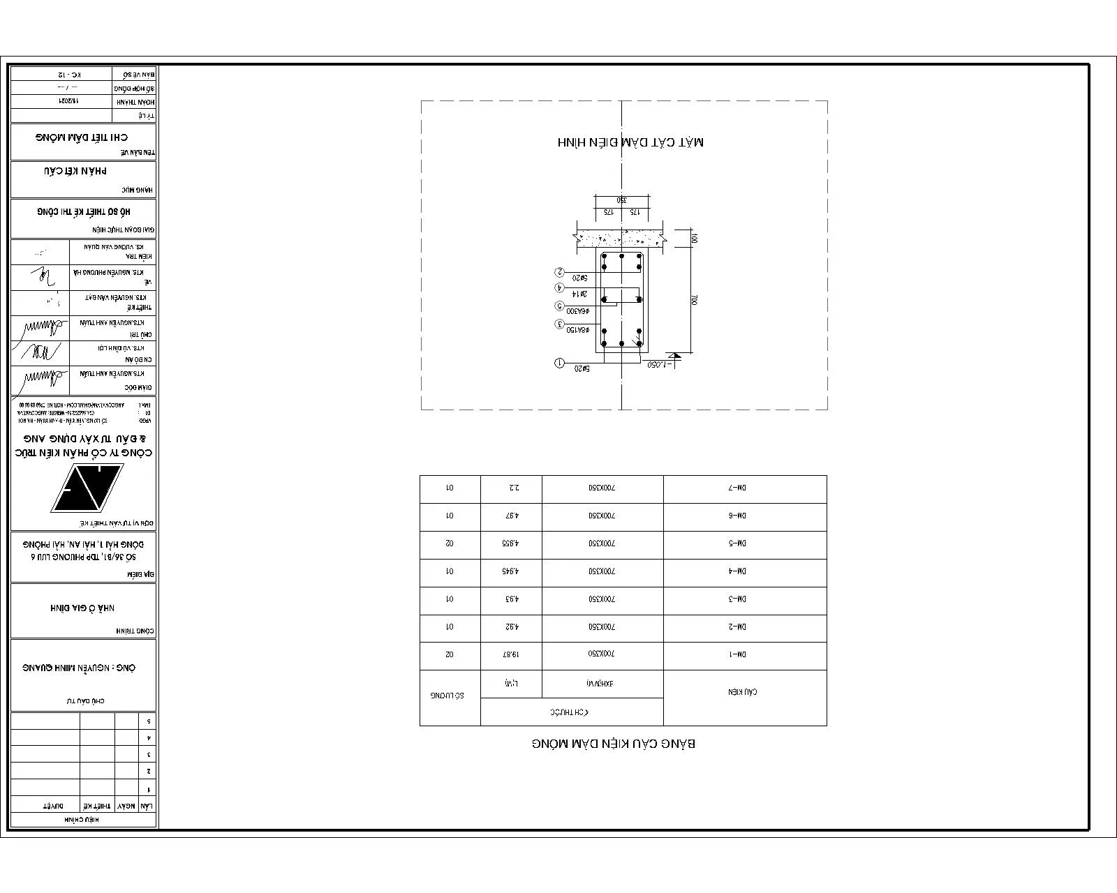 Chi tiết dầm móng nhà phố 5 tầng