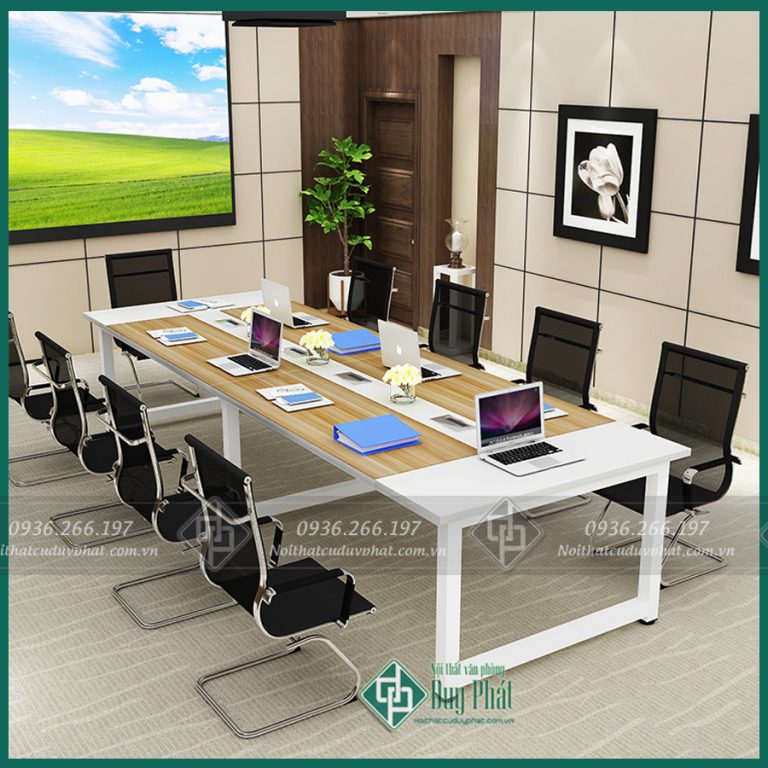 Mẫu bàn họp chân sắt 3 chân hiện đại