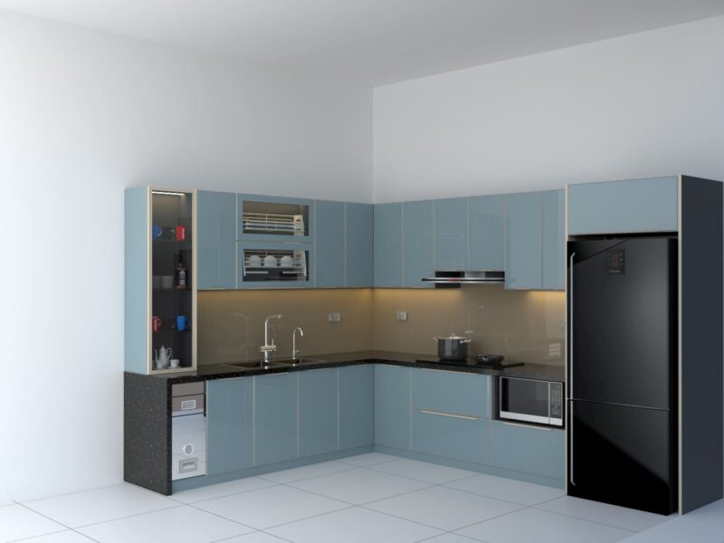 Bản thiết kế 3D tủ bếp nhà anh Kiên - Hải Dương