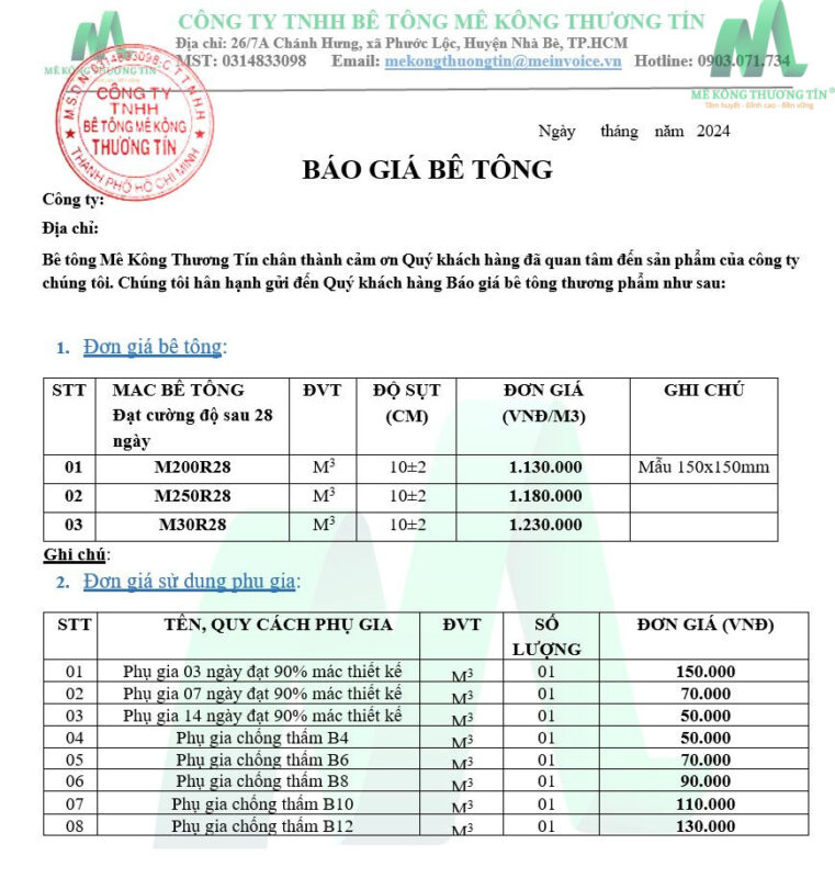 Báo Giá Bê Tông Tươi TPHCM Mới Nhất 2025: Đơn Giá Chi Tiết Theo Mác Bê Tông