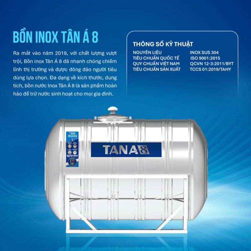Bồn Nước Inox Tân Á 1500L Ngang: Giải Pháp Lưu Trữ Nước Vượt Trội