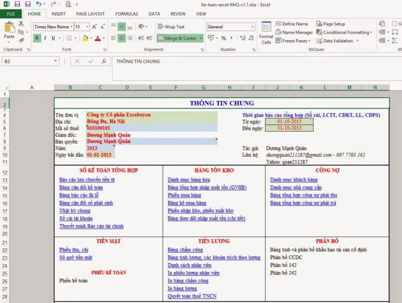 Tạo Menu Liên Kết Giữa Các Sheet Excel Tự Động Với Hàm HYPERLINK