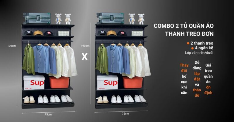 Kệ Treo Quần Áo Khung Sắt 9SPACE: Giải Pháp Tối Giản Cho Không Gian Hiện Đại