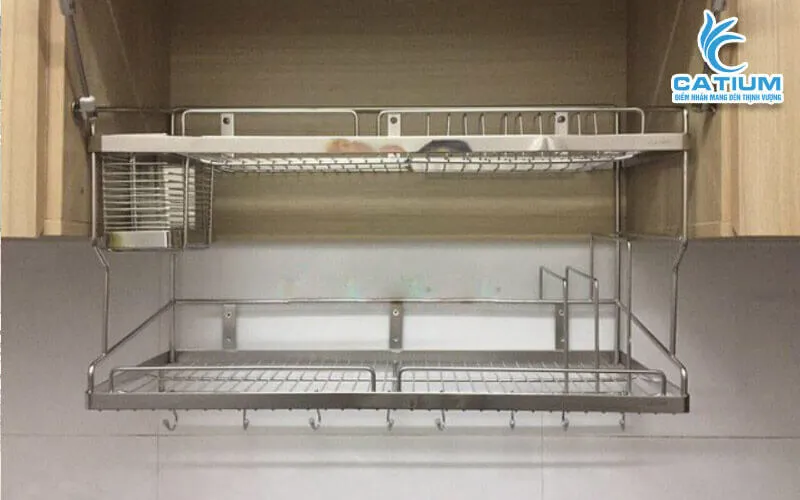 Ảnh thực kệ chén inox 304 treo tường dài 60cm