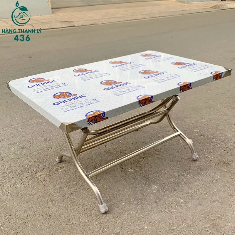 Bàn inox chân xếp gọn kích thước 1m1 x 66cm, cao 59cm