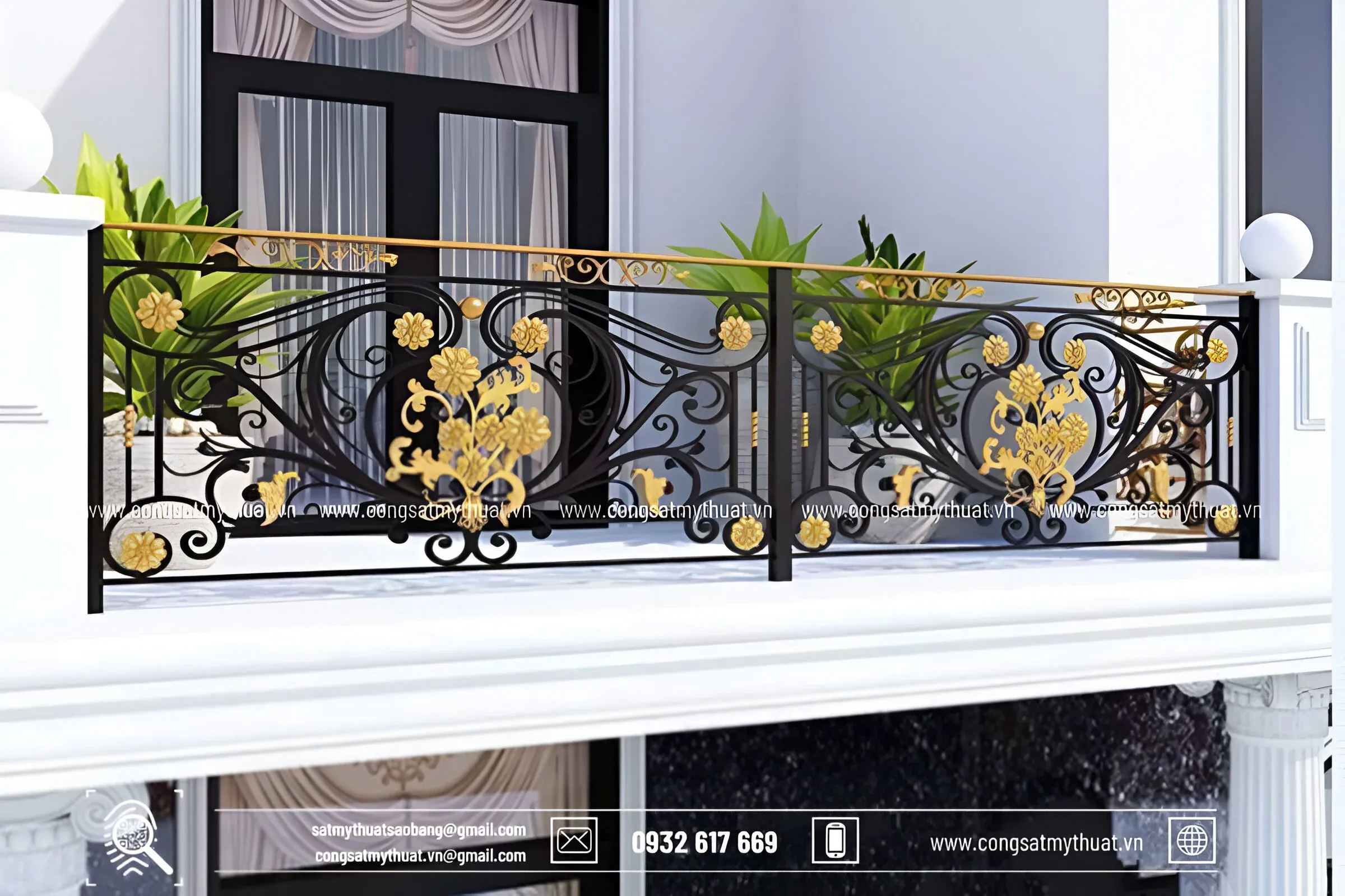 Lan can sắt mỹ nghệ cầu kỳ