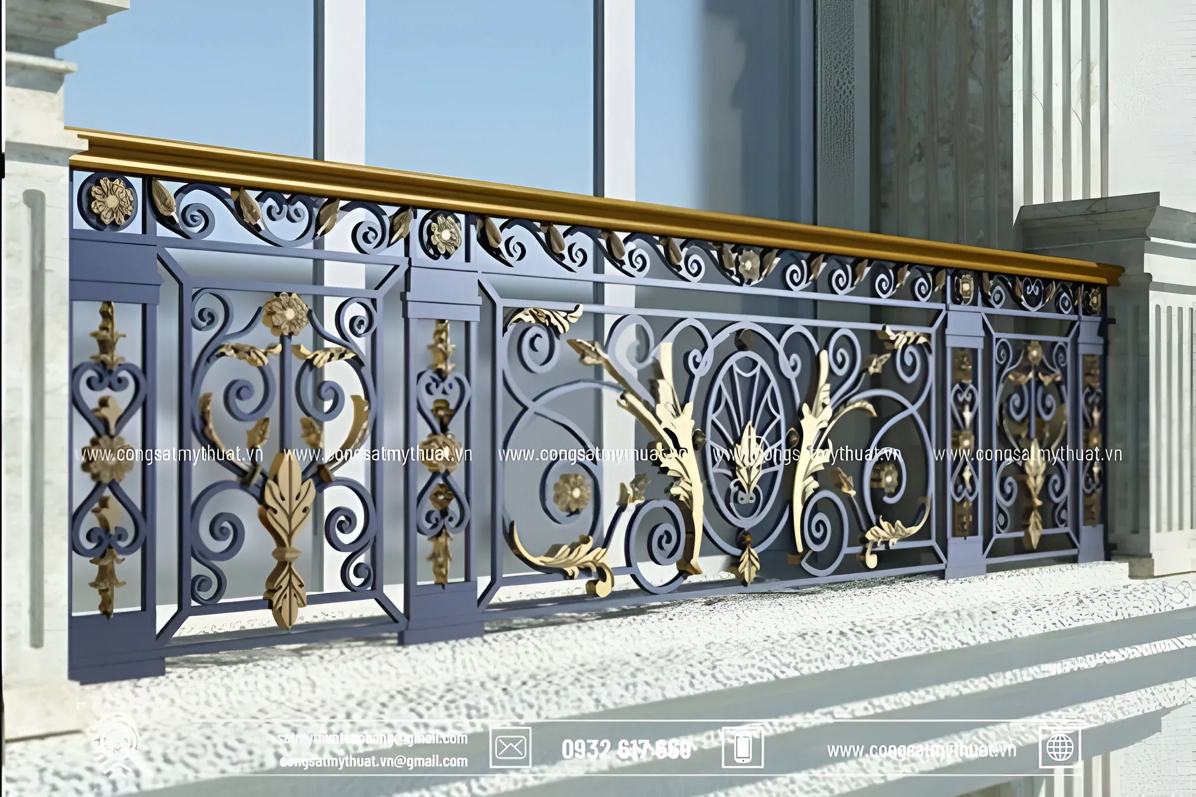 Lan can ban công mỹ thuật hiện đại