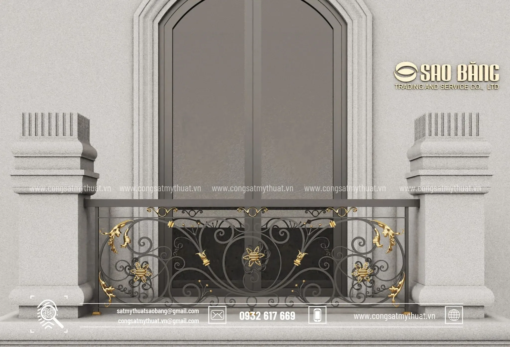 Thiết kế lan can sắt mỹ thuật đơn giản