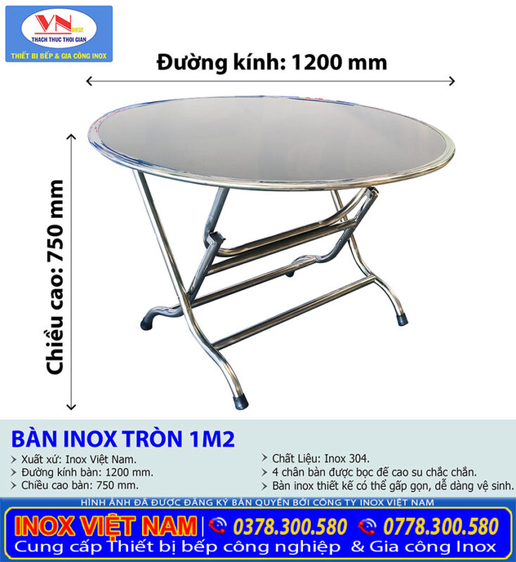 Giá Bàn Tròn Inox 1m2 Chất Lượng Cao, Bền Bỉ Cho Mọi Không Gian