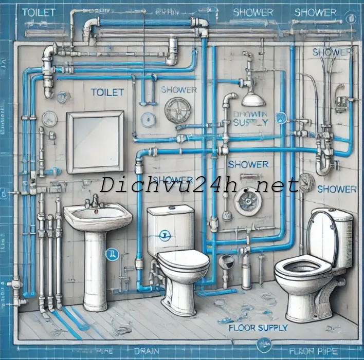 Bản thiết kế cách đi ống nước nhà vệ sinh chi tiết