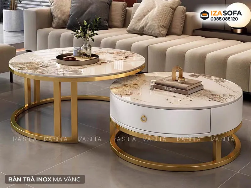 Bàn trà đôi mạ pvd