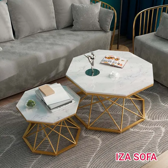 Bàn trà hình bát giác mặt đá