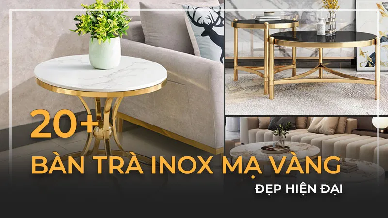 Bàn trà inox mạ vàng