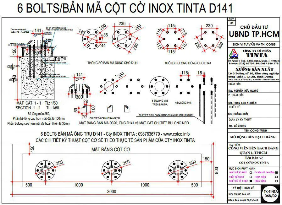 Bản vẽ cột cờ inox file cad