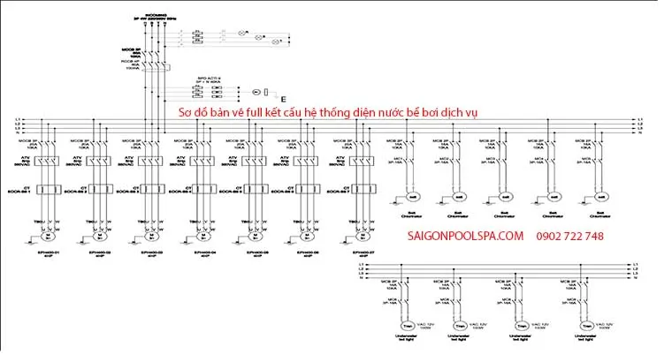 Full kiến trúc kết cấu hệ thống điện nước bể bơi dịch vụ