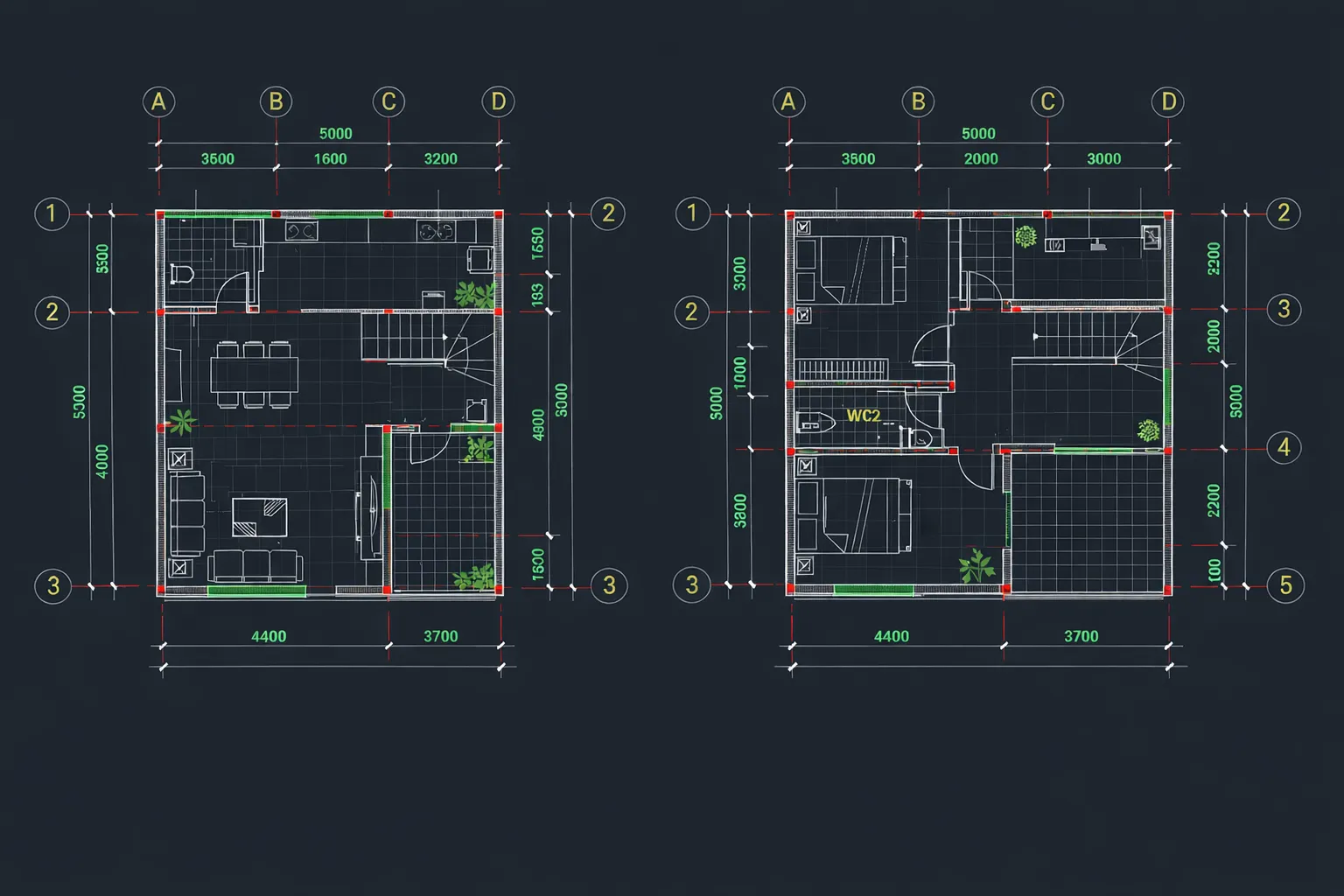 Bản vẽ mặt bằng nhà 2 tầng