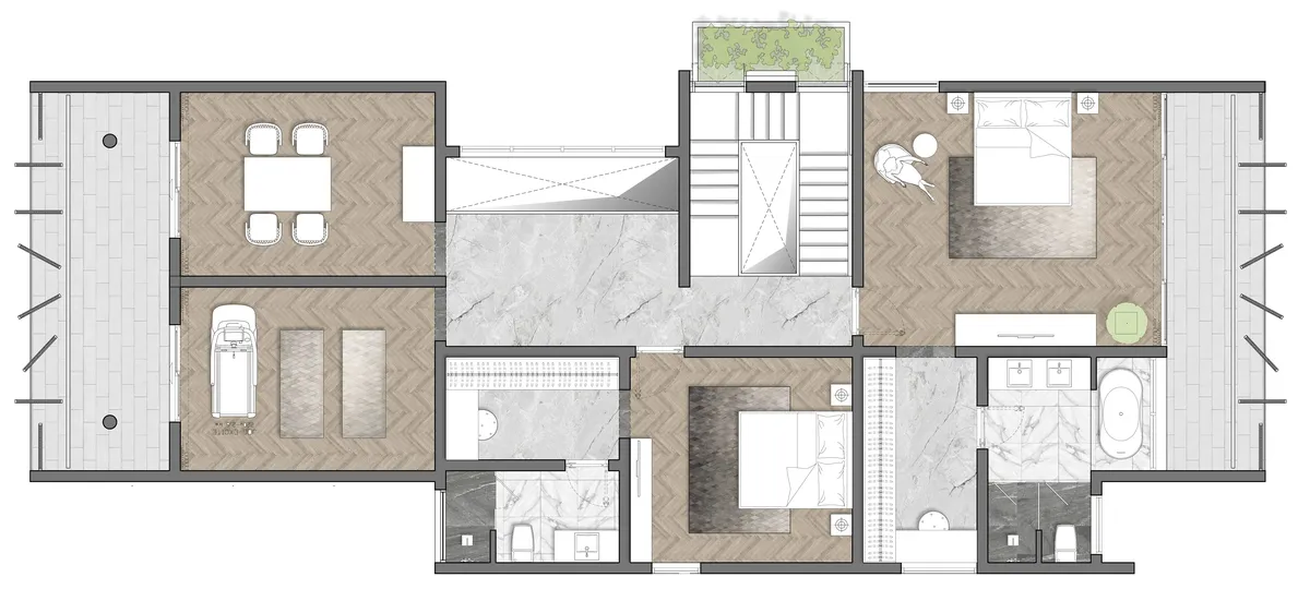 Mặt bằng tầng 2 nhà ống