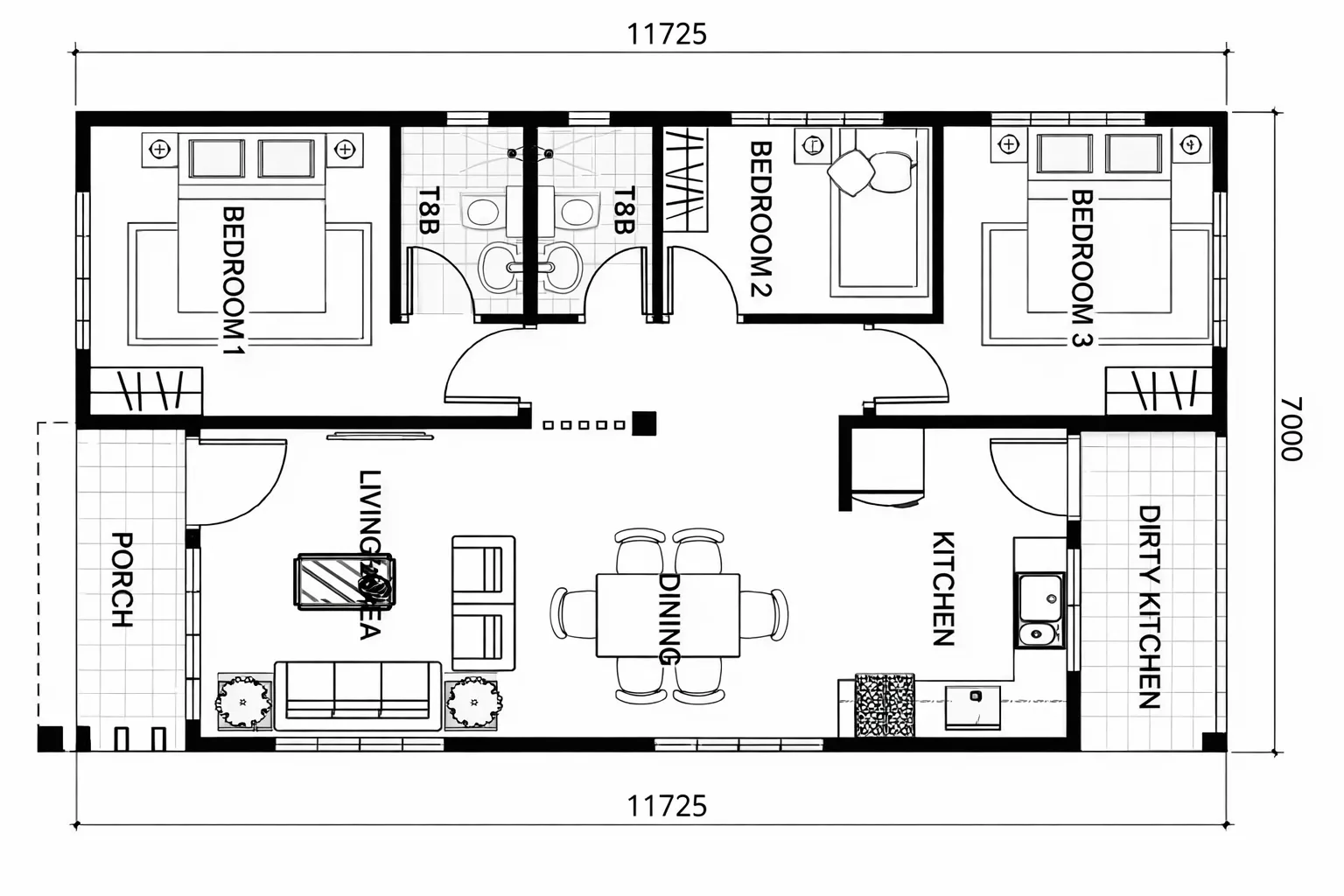 Phân chia khu vực nhà 7x12m