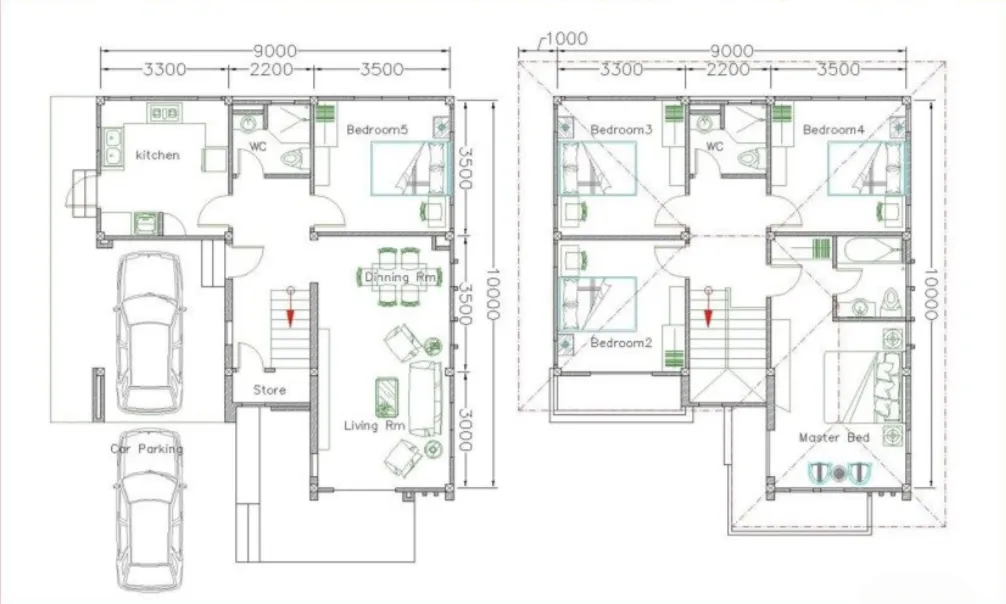 Mẫu nhà vuông 9x10m