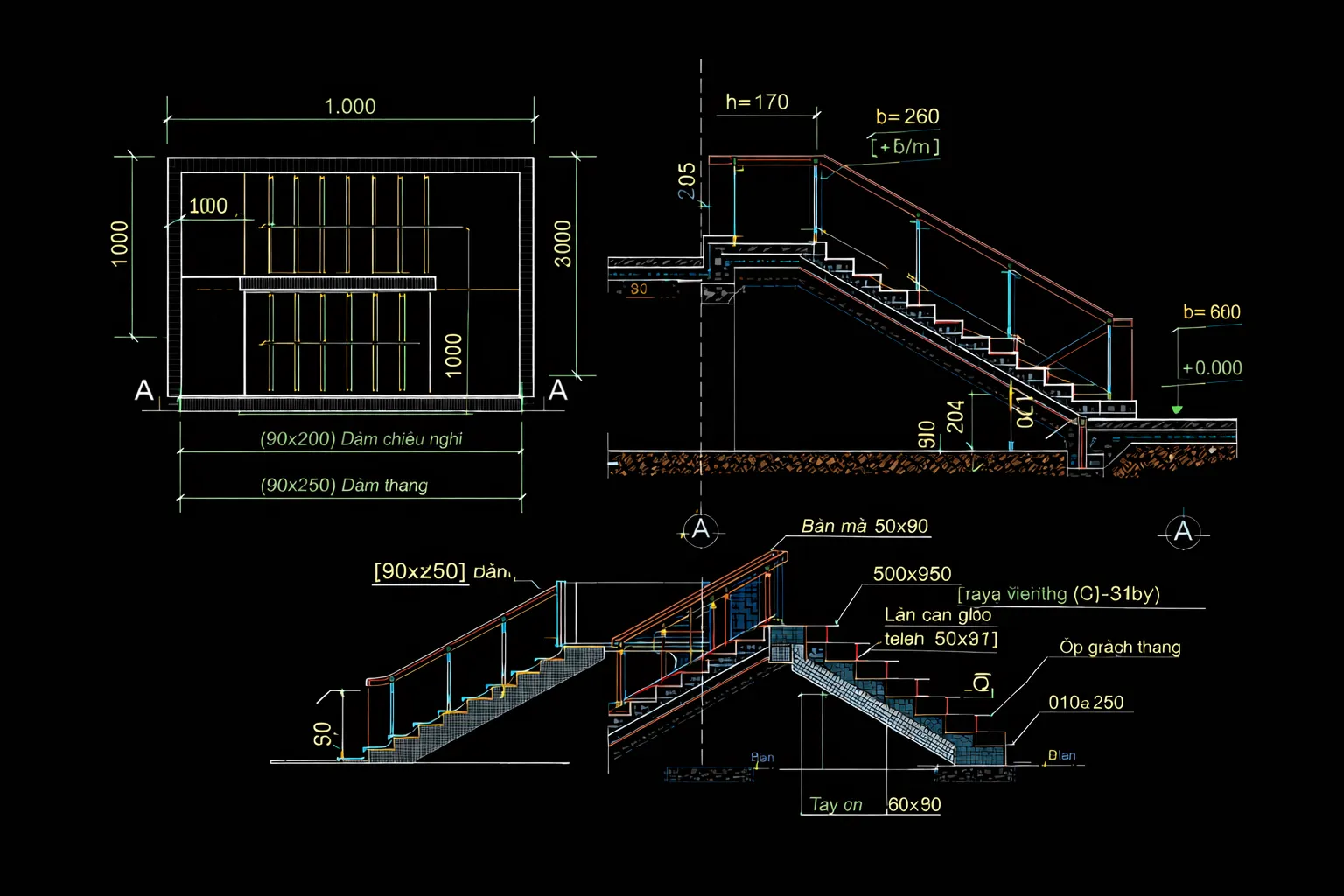 Bản vẽ chi tiết cầu thang