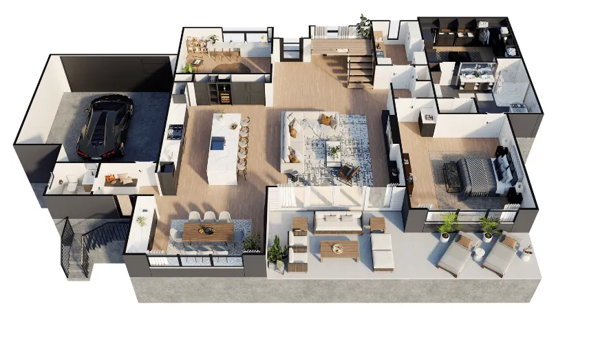 Phối cảnh 3D tầng trệt