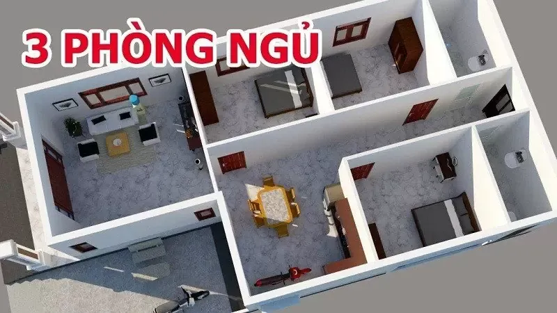 Bản vẽ nhà cấp 4 3 phòng ngủ 100m2 được ưa chuộng nhất