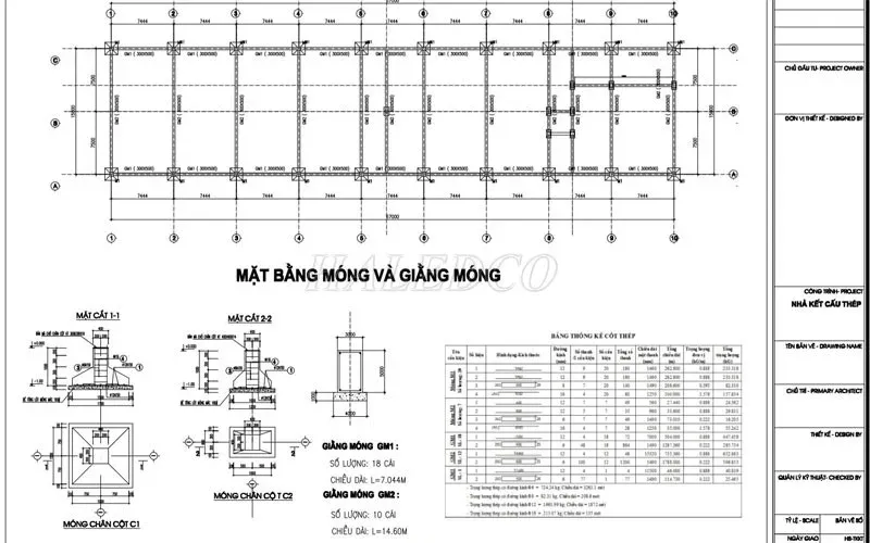 Bản vẽ nhà xưởng 1000M2