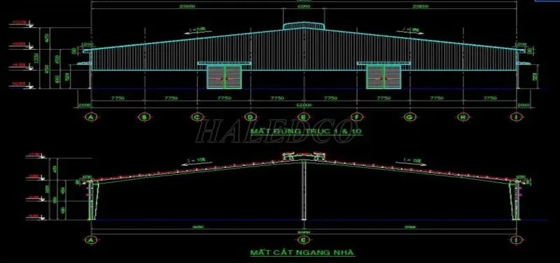 Bản vẽ nhà xưởng 2000m2