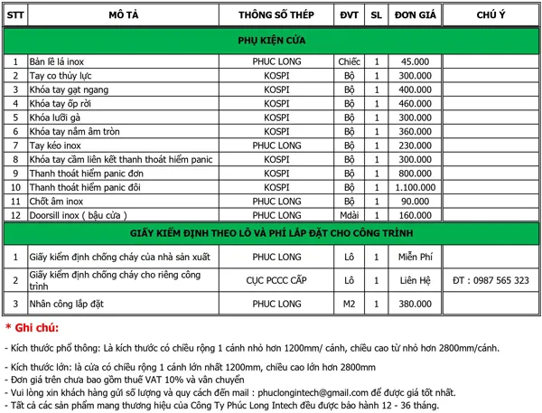 Báo giá cửa thép vân gỗ Thống Nhất mới nhất 2022